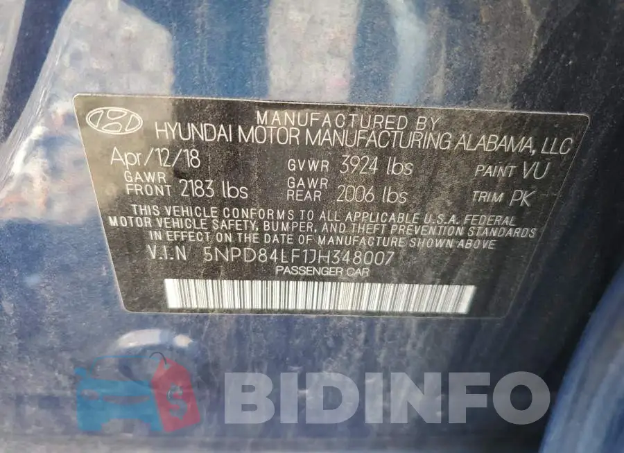 5NPD84LF1JH348007 Photo# 12