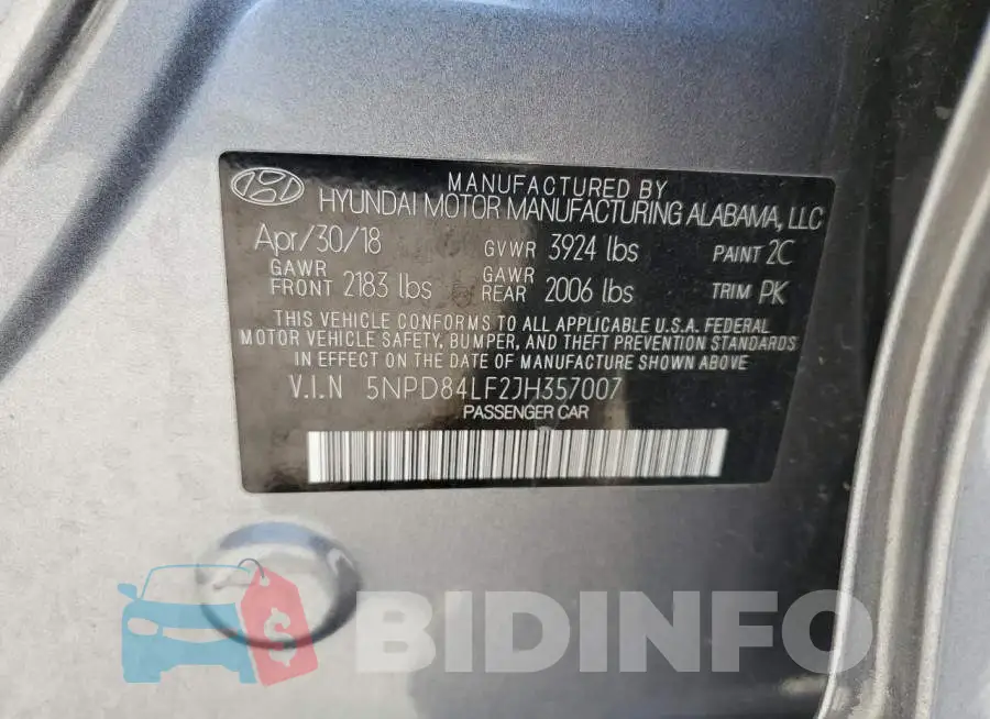 5NPD84LF2JH357007 Photo# 12