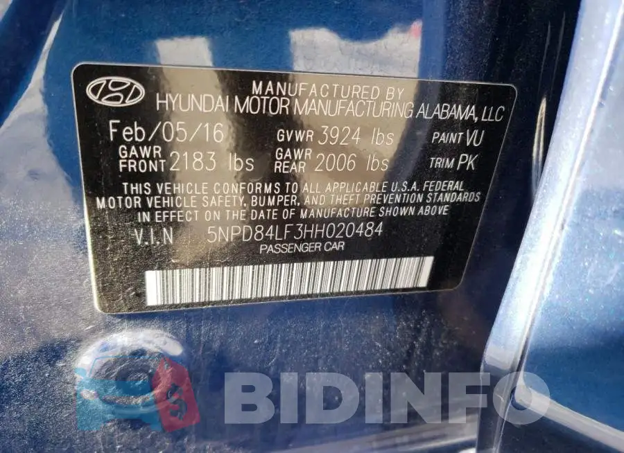 5NPD84LF3HH020484 Photo# 12