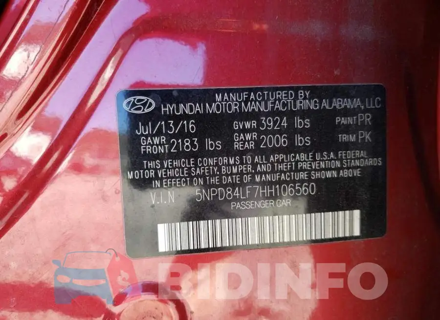 5NPD84LF7HH106560 Photo# 12