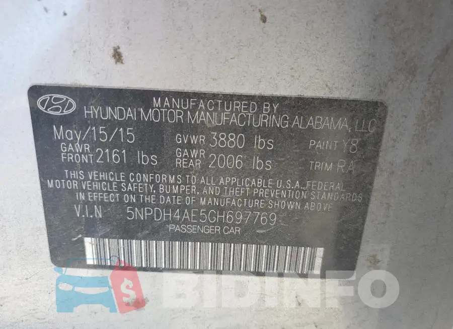 5NPDH4AE5GH697769 Photo# 12