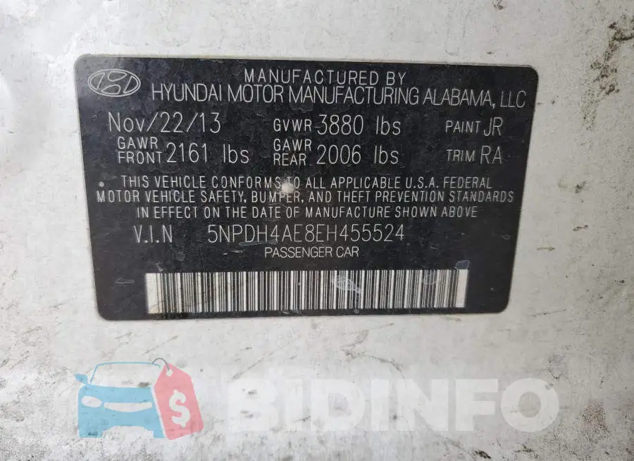 5NPDH4AE8EH455524 Photo# 13
