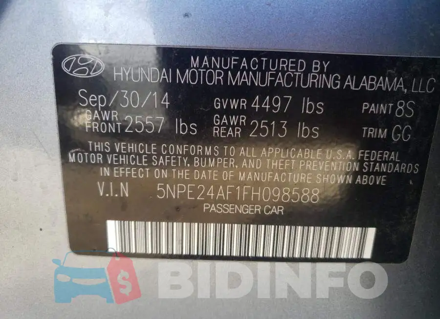 5NPE24AF1FH098588 Photo# 12