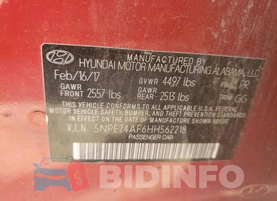 5NPE24AF6HH562218 Photo# 12