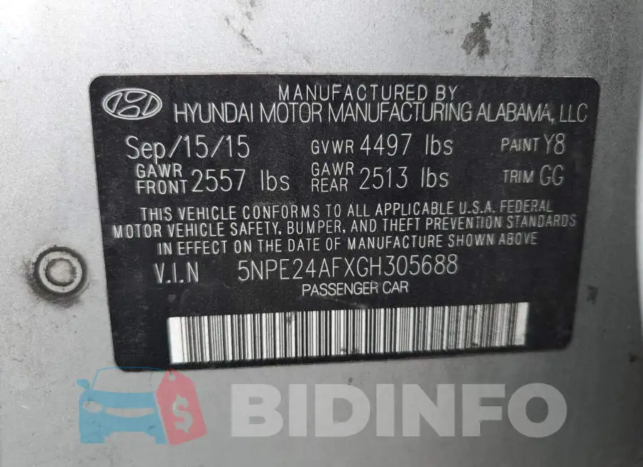 5NPE24AFXGH305688 Photo# 12