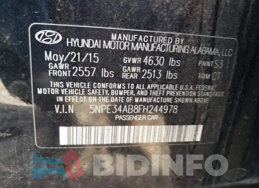 5NPE34AB8FH244978 Photo# 12
