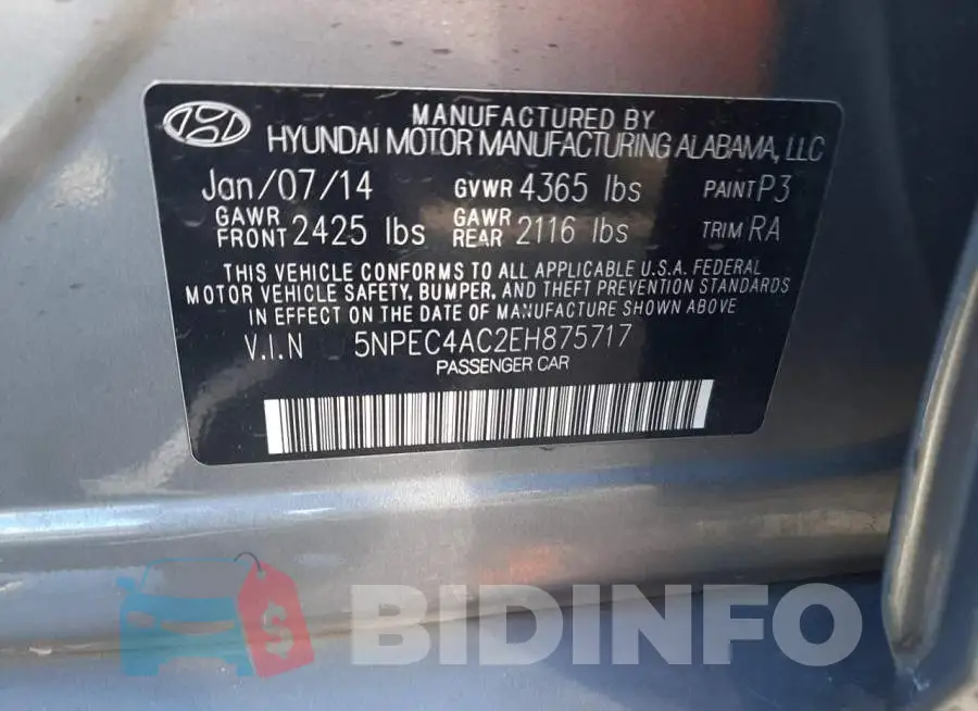 5NPEC4AC2EH875717 Photo# 12