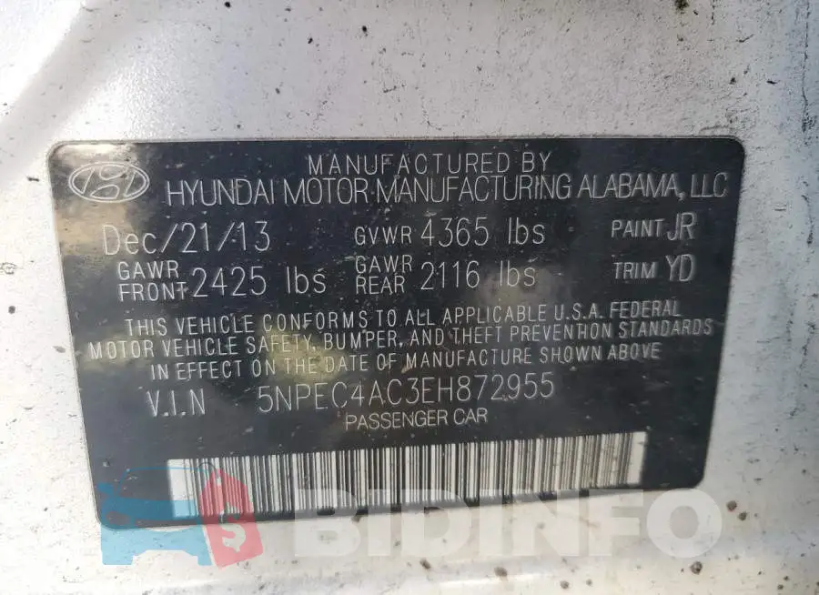5NPEC4AC3EH872955 Photo# 12