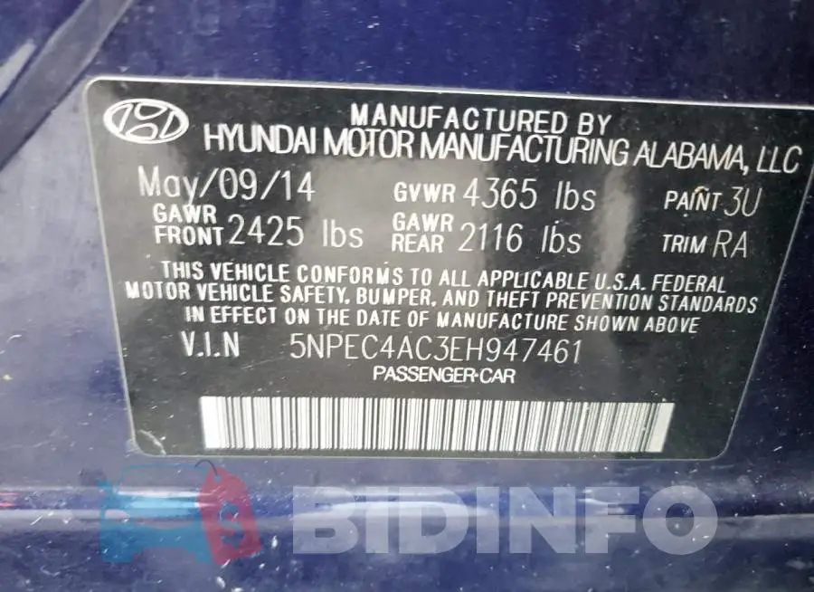 5NPEC4AC3EH947461 Photo# 12