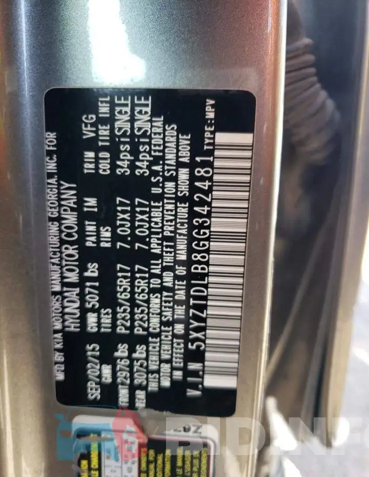 5XYZTDLB8GG342481 Photo# 12
