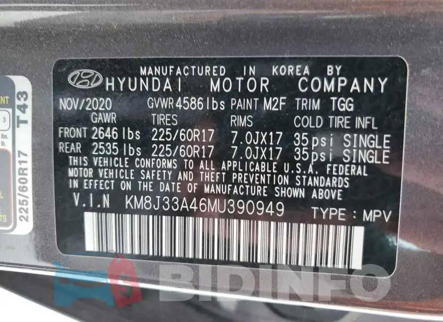 KM8J33A46MU390949 Photo# 13