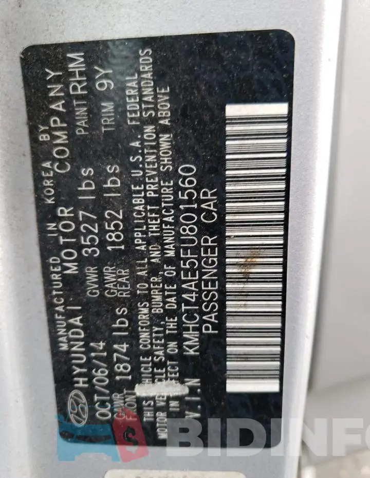 KMHCT4AE5FU801560 Photo# 12