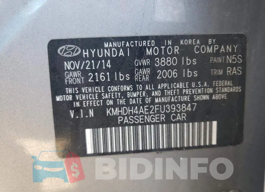 KMHDH4AE2FU393847 Photo# 12