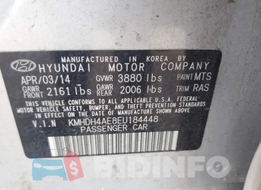 KMHDH4AE8EU184448 Photo# 12