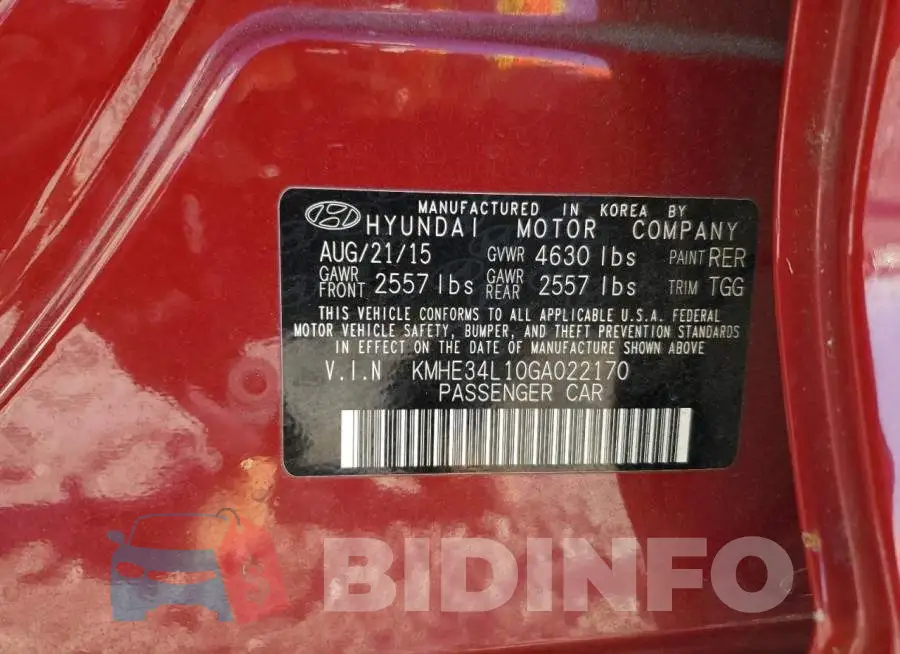 KMHE34L10GA022170 Photo# 12