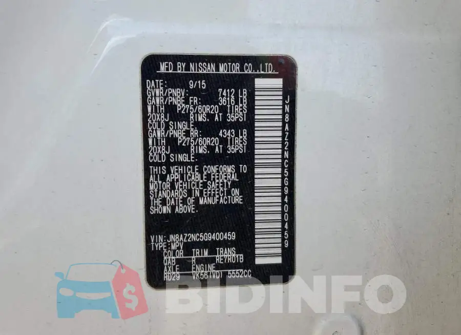 JN8AZ2NC5G9400459 Photo# 13