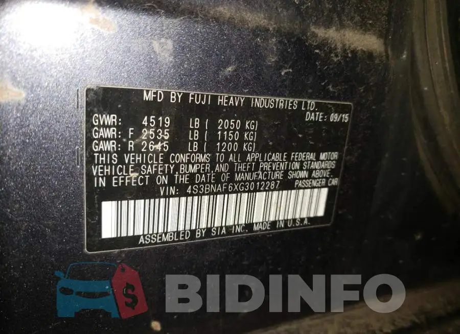 4S3BNAF6XG3012287 Photo# 12
