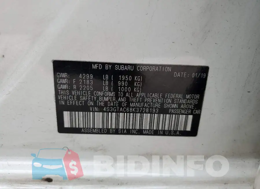 4S3GTAC68K3728193 Photo# 12