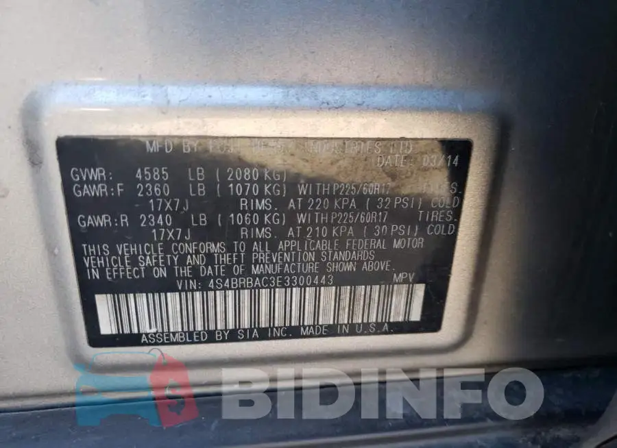 4S4BRBAC3E3300443 Photo# 14
