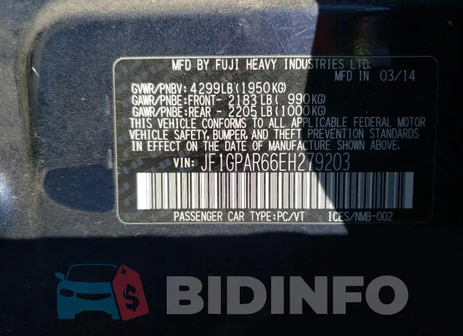 JF1GPAR66EH279203 Photo# 12