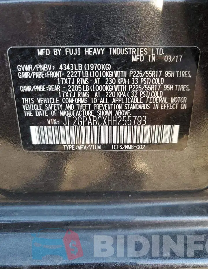 JF2GPABCXHH255793 Photo# 12