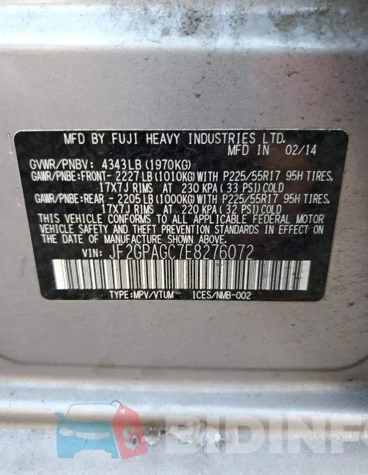 JF2GPAGC7E8276072 Photo# 13