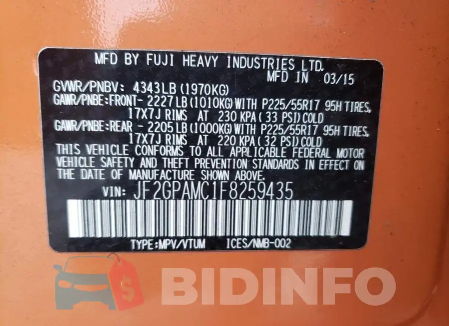JF2GPAMC1F8259435 Photo# 12