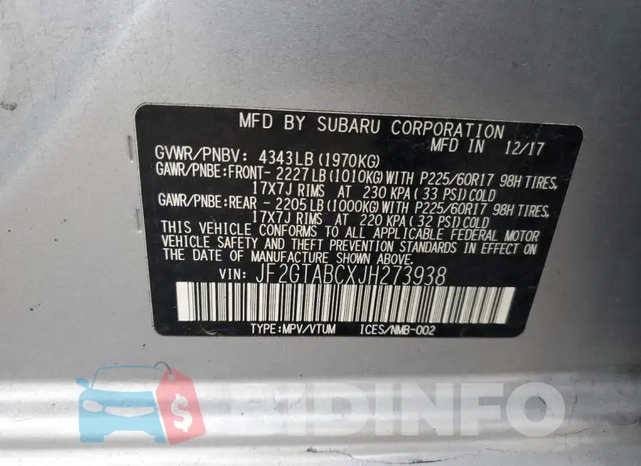 JF2GTABCXJH273938 Photo# 12
