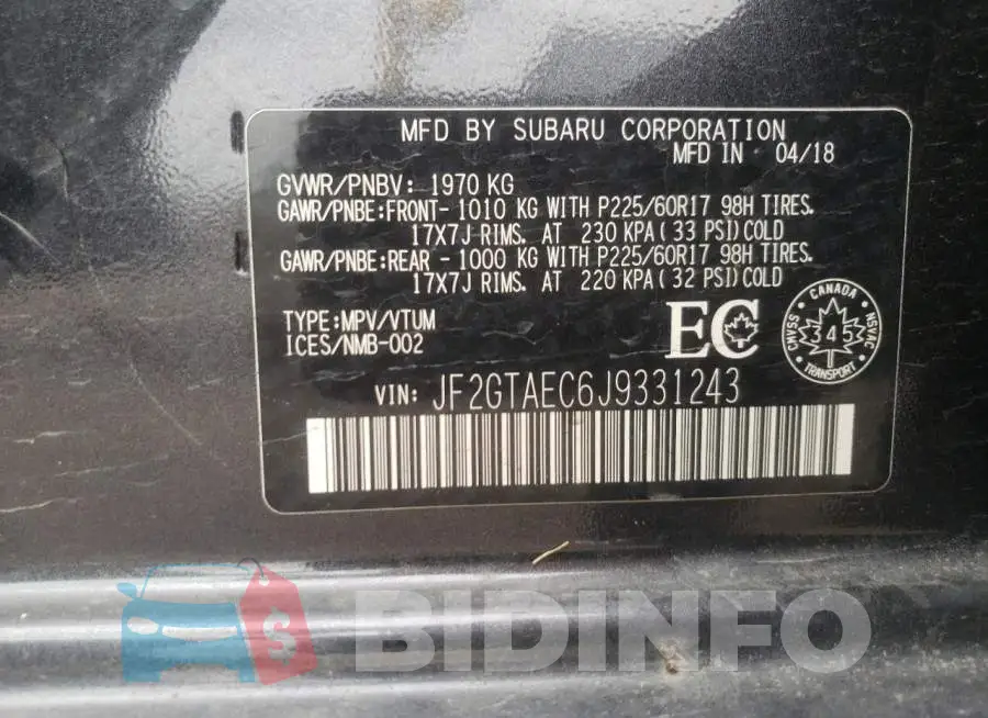 JF2GTAEC6J9331243 Photo# 12