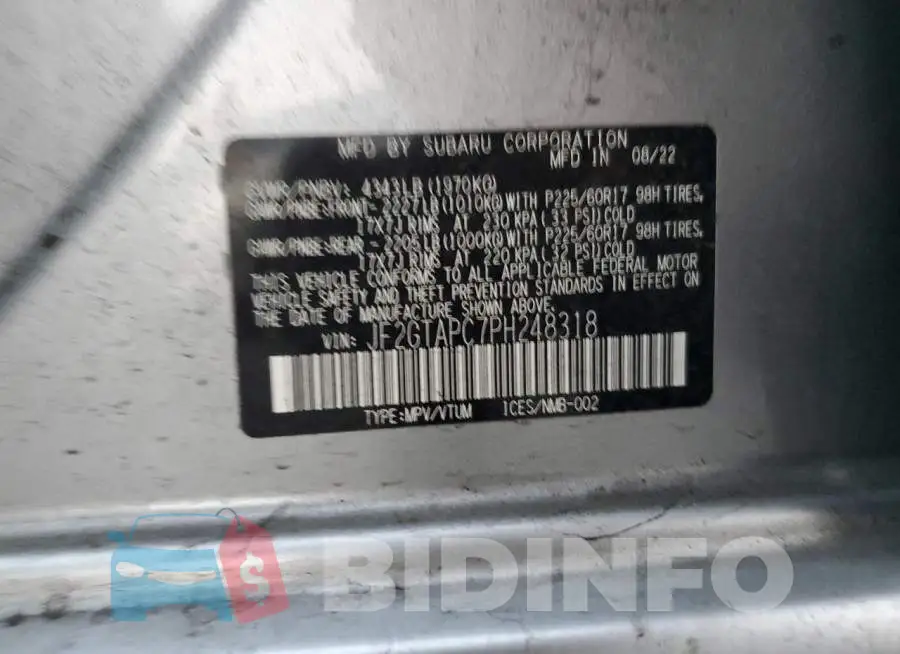 JF2GTAPC7PH248318 Photo# 13
