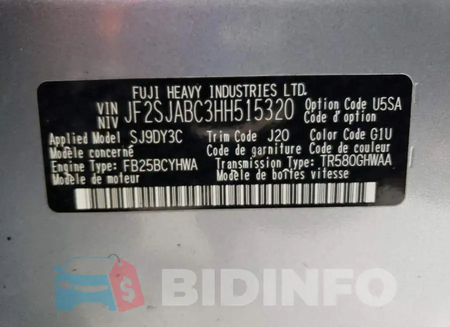 JF2SJABC3HH515320 Photo# 13