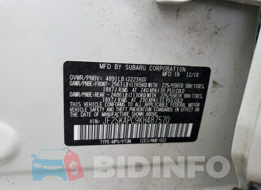 JF2SKAPC9KH487570 Photo# 14