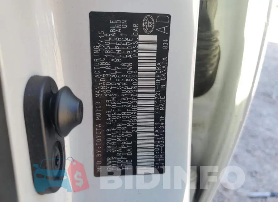 2T1BURHE3FC360296 Photo# 12