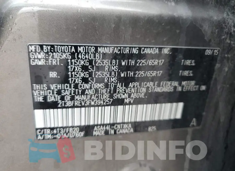 2T3BFREV3FW394257 Photo# 13