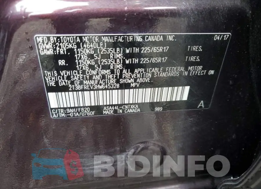 2T3BFREV3HW645328 Photo# 14