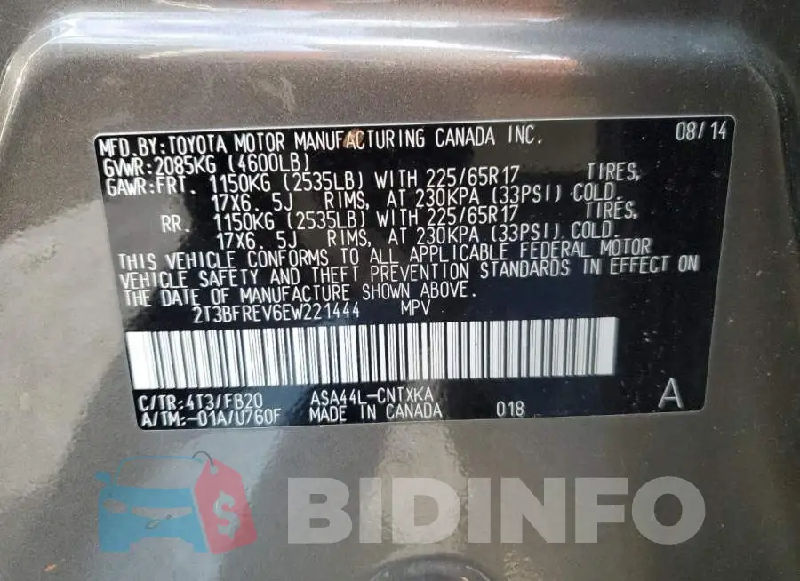 2T3BFREV6EW221444 Photo# 13