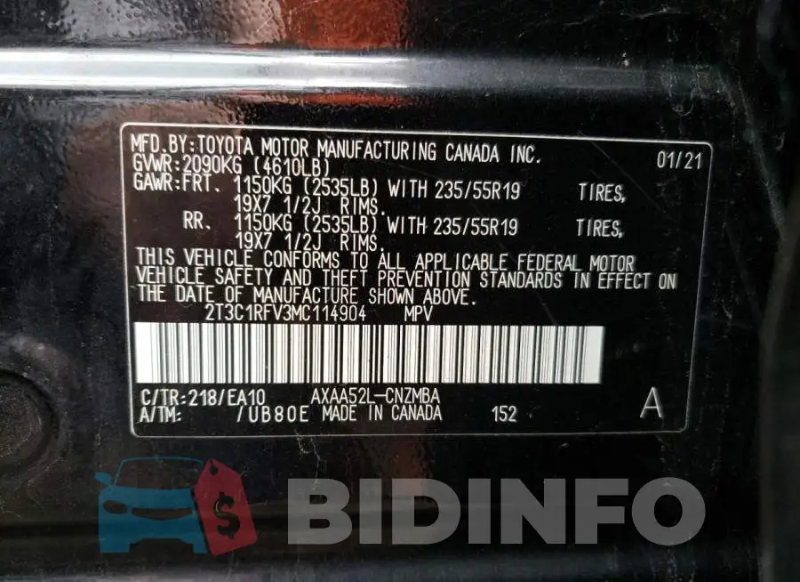 2T3C1RFV3MC114904 Photo# 13