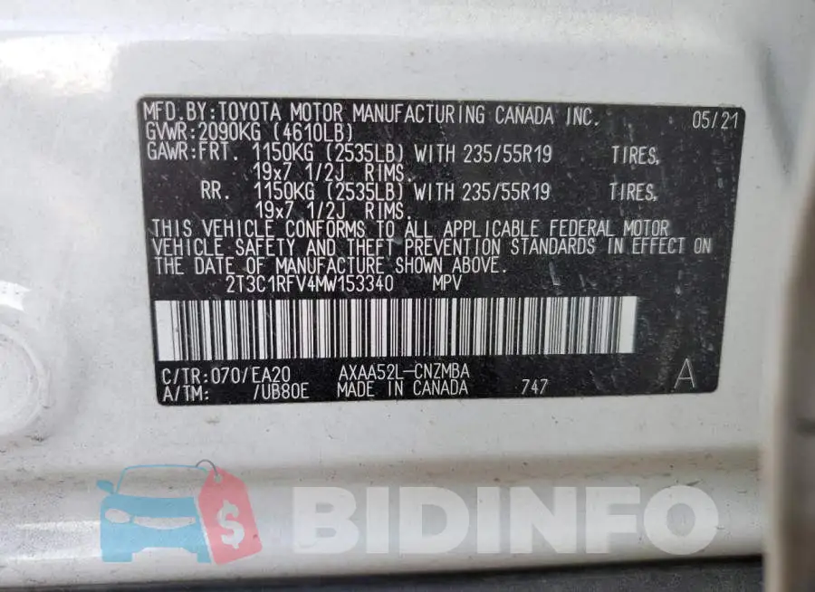 2T3C1RFV4MW153340 Photo# 13