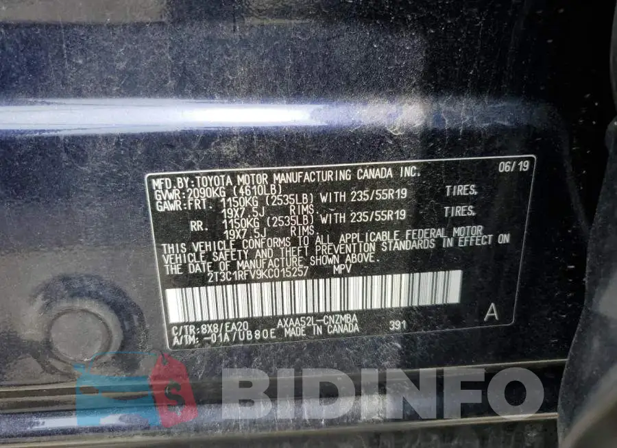 2T3C1RFV9KC015257 Photo# 14