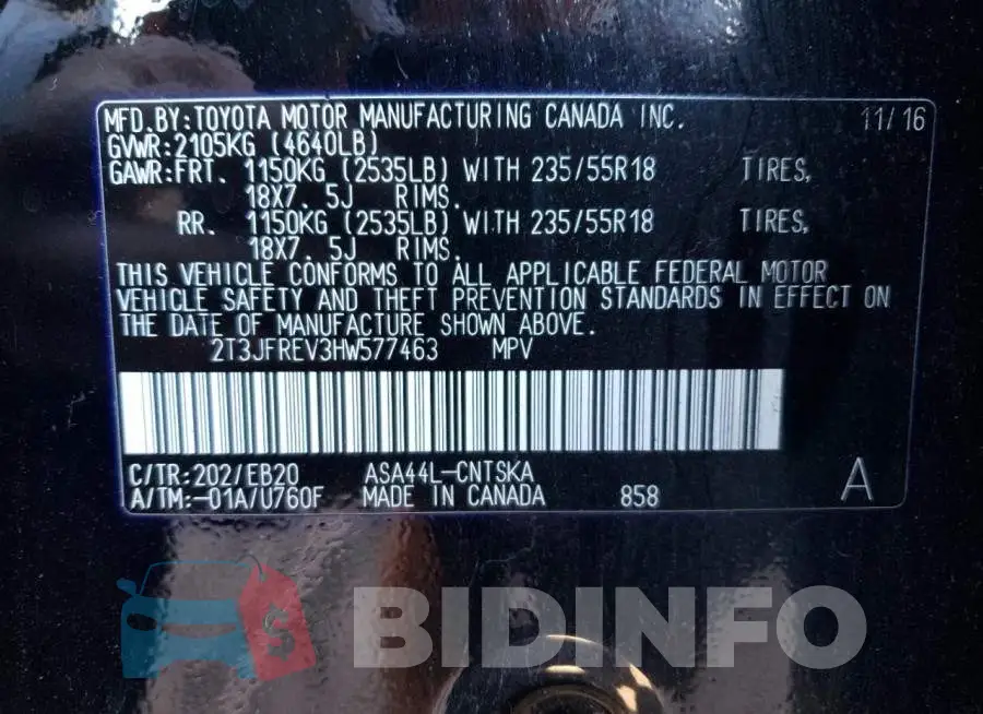 2T3JFREV3HW577463 Photo# 12