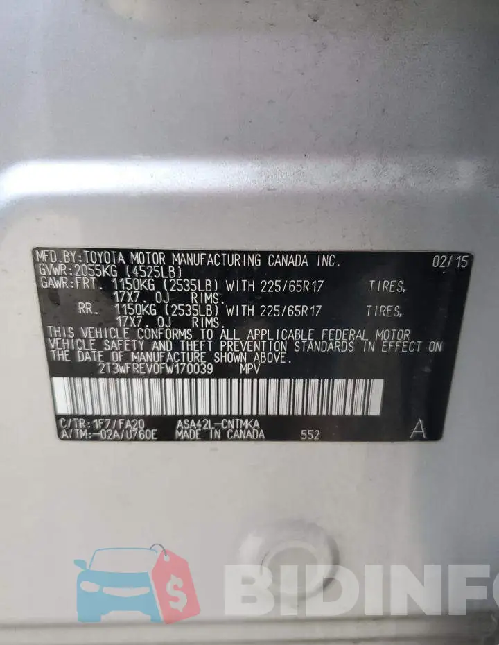 2T3WFREV0FW170039 Photo# 12