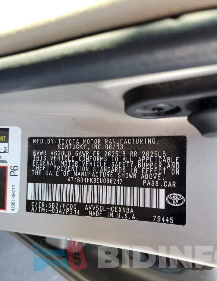 4T1BD1FK8EU098217 Photo# 12