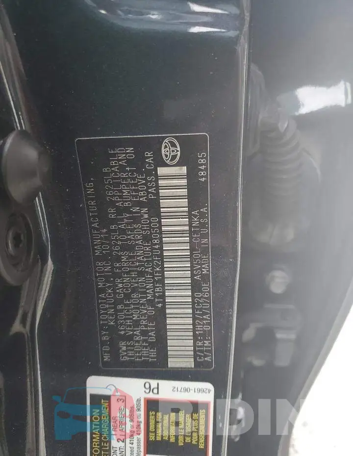4T1BF1FK2FU480500 Photo# 12