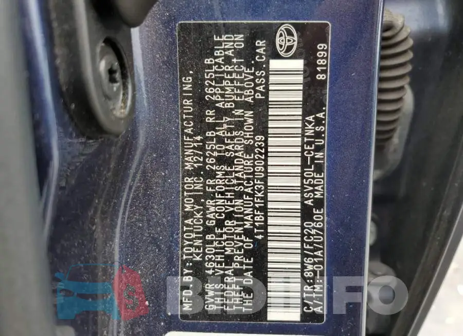 4T1BF1FK3FU902239 Photo# 12