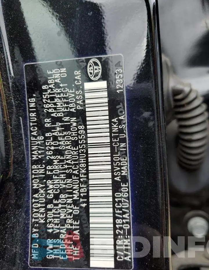 4T1BF1FK8HU355598 Photo# 12