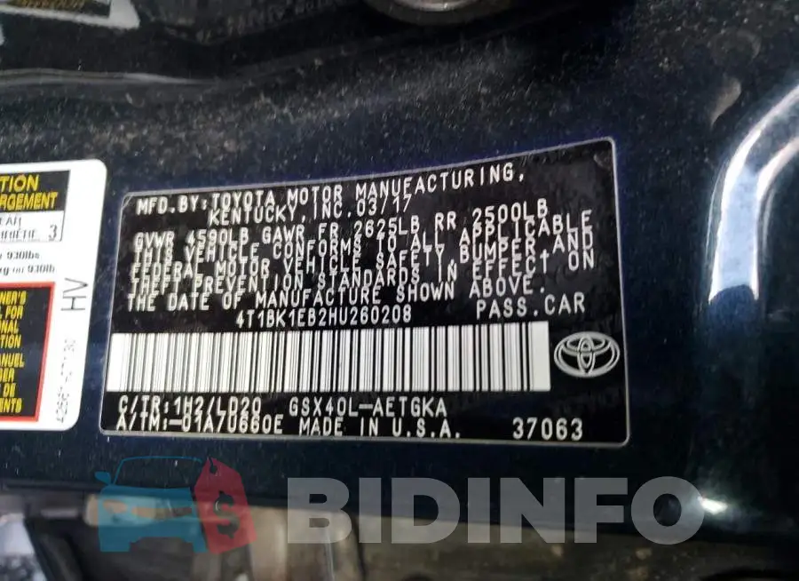 4T1BK1EB2HU260208 Photo# 12