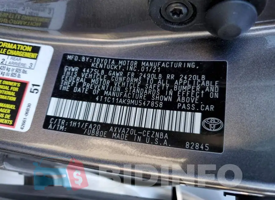4T1C11AK9MU547858 Photo# 12