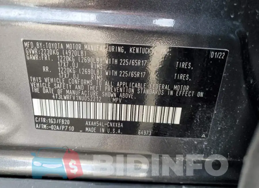 4T3LWRFV1NU052212 Photo# 13