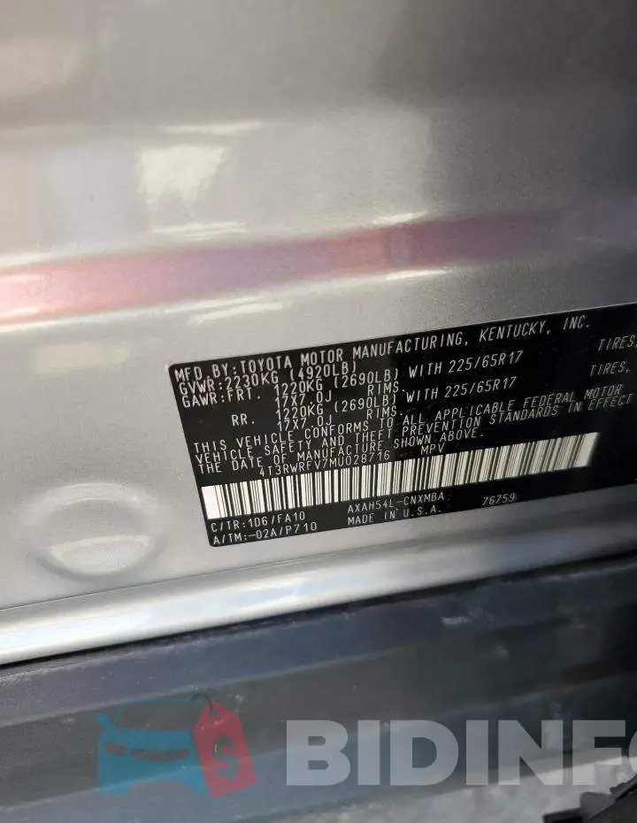 4T3RWRFV7MU028716 Photo# 13
