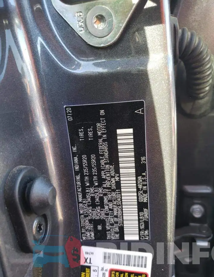 5TDDZRBH5LS040011 Photo# 12